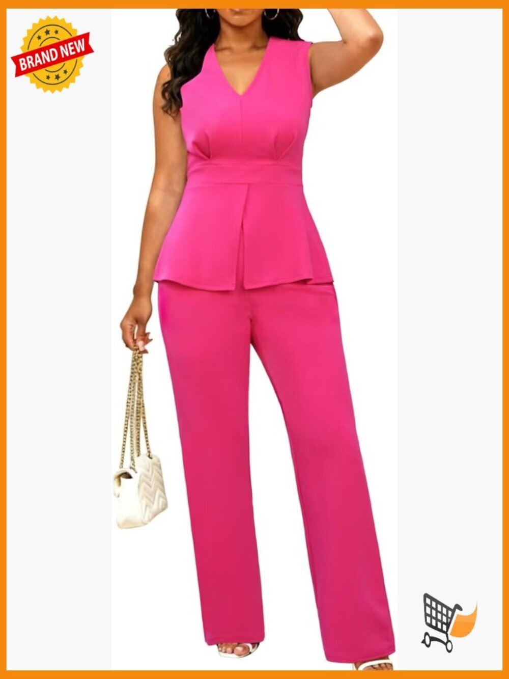 Sleeveless Vest Blazer Pant Suit Set 2 Piece Dressy Business Casual Work Outfit